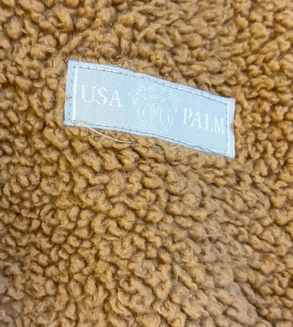 USA Palm Reversible Sherpa Hoodie Large Brown Geometric Fleece Pullover